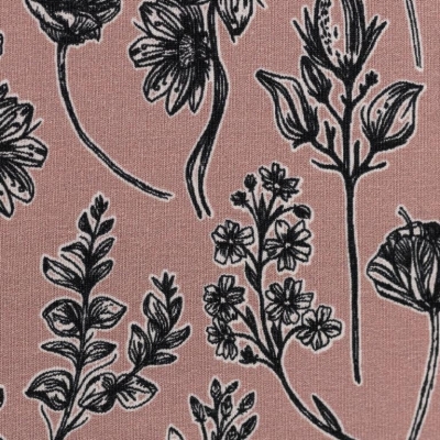 French Terry "herbarium" Lila-Lotta altrosa